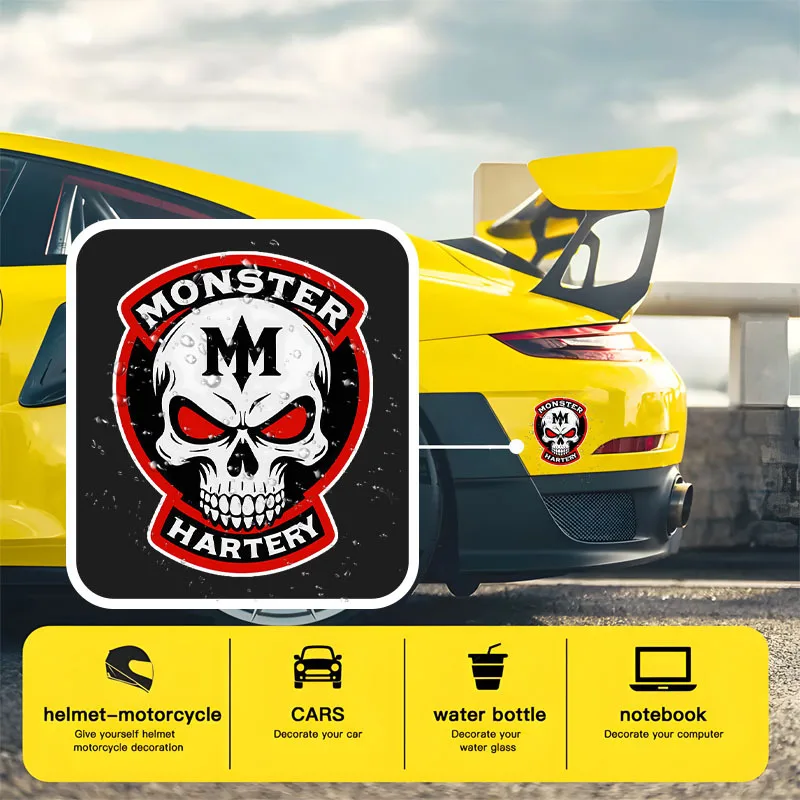 1PC Monster Hartery Skull Sticker for Motorcycle Car Decoration Cool Decal