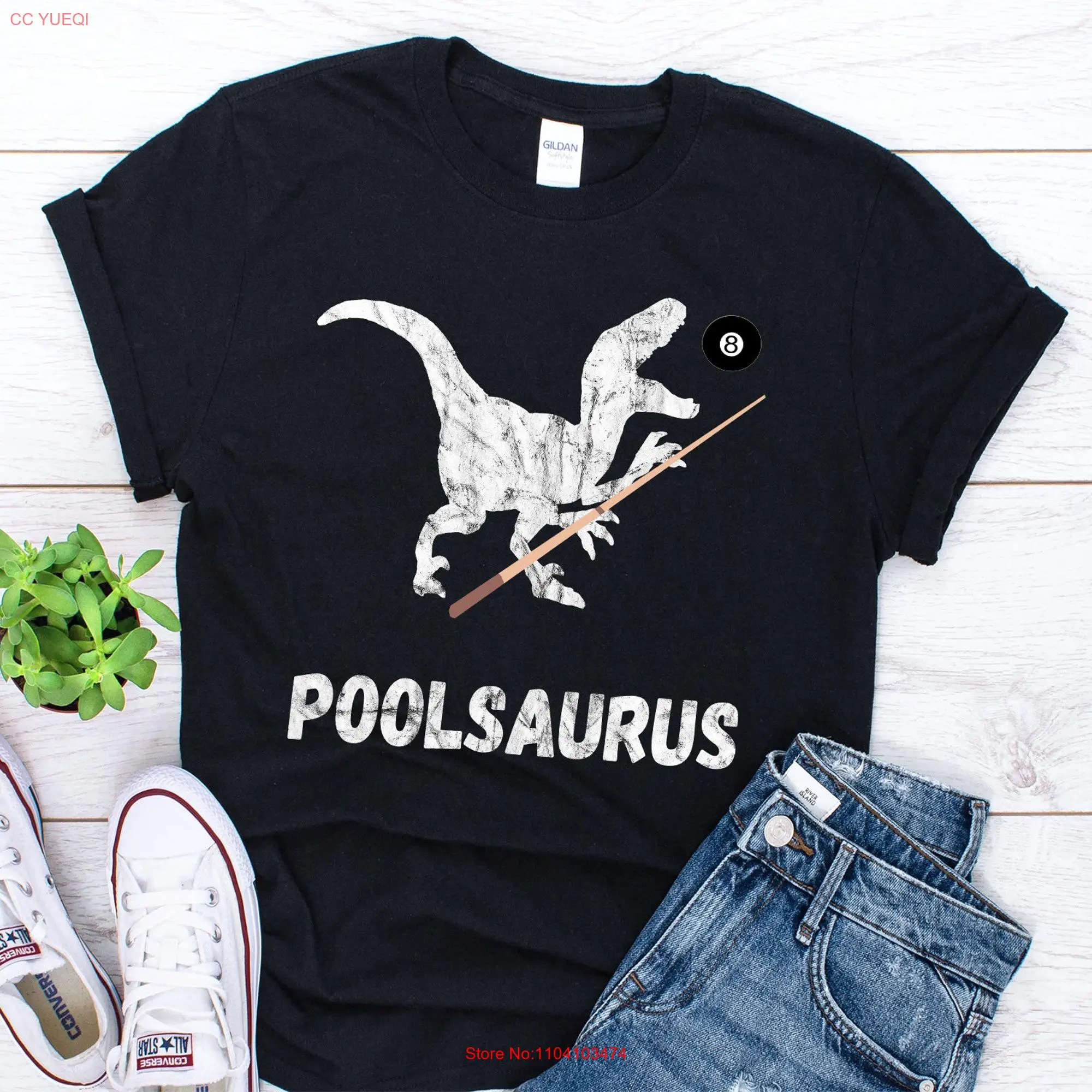 Pool Billiard T Shirt Snooker Funny Dinosaur Billiards s Vintage Balls Player  long or short sleeves