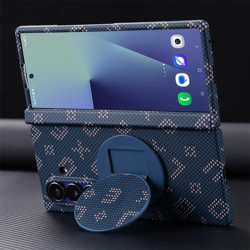 Carbon Fiber PC Hinge  Screen Protect Film Case For Samsung Galaxy Z Fold 8Ultra 8 7 6 5 4 5G Magnetic For Magsafe Bracket Cover