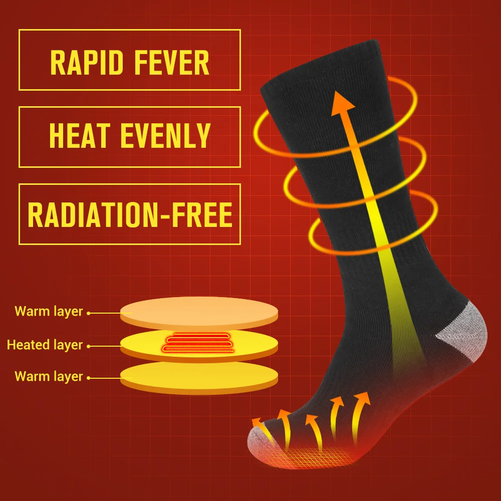 Heated Socks 5000mAh Heating Socks Winter Warmth USB Rechargeable Outdoor Camping Ski Heated Boots Snowmobile Skiing Sock