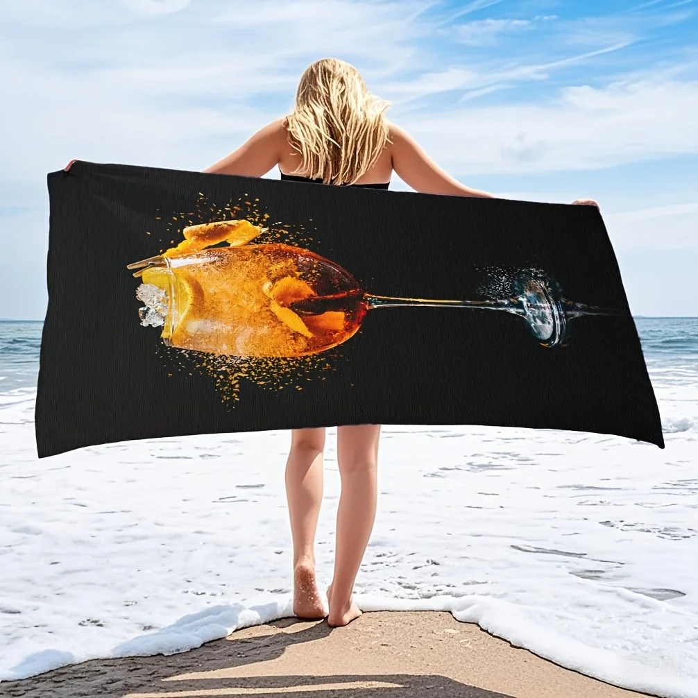 Ultra-Soft Microfiber Beach Towel - Aperol Spritz Cocktail Design, Quick-Dry & Lightweight,Perfect for Beach, Pool, Yoga, Travel