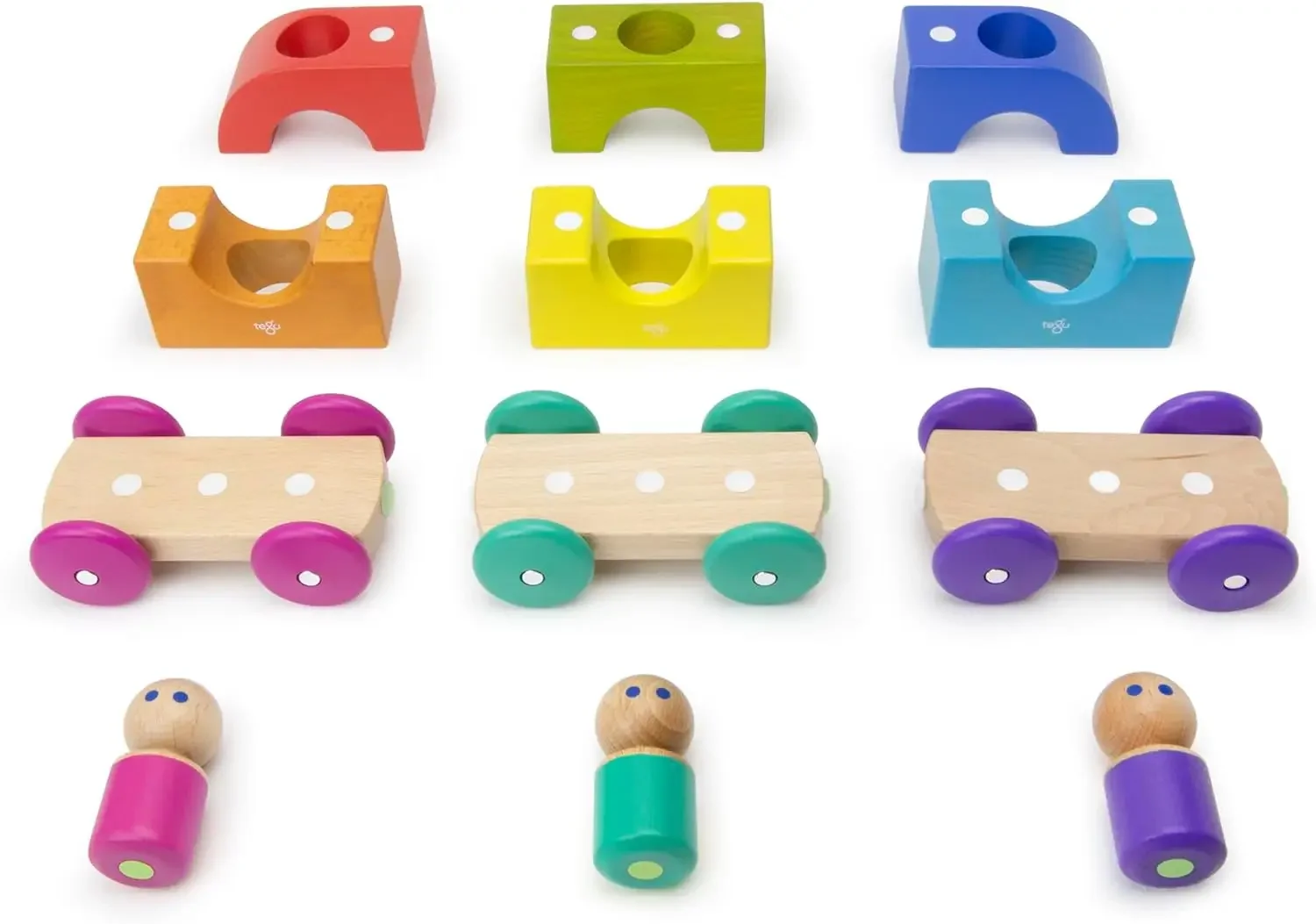 12 Piece Magnetic Tram Building Block Set, Rainbow