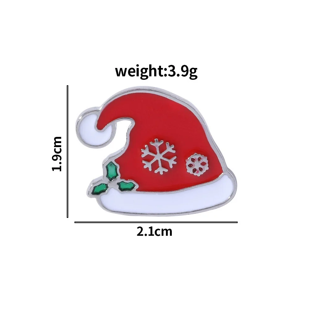 Funny Christmas Theme Brooches Tree Santa Claus Hat Glove Snowman Candy Gift Box Gingerbread Man Shaped Pins