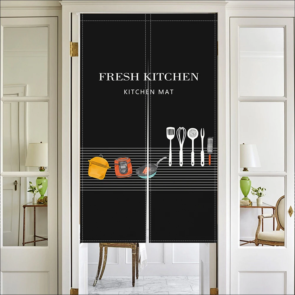 Kitchen Restaurant Partition Blackout Half Curtain Knife Fork Fast Food Door Hanging Black Japanese Door Curtains Folio Noren