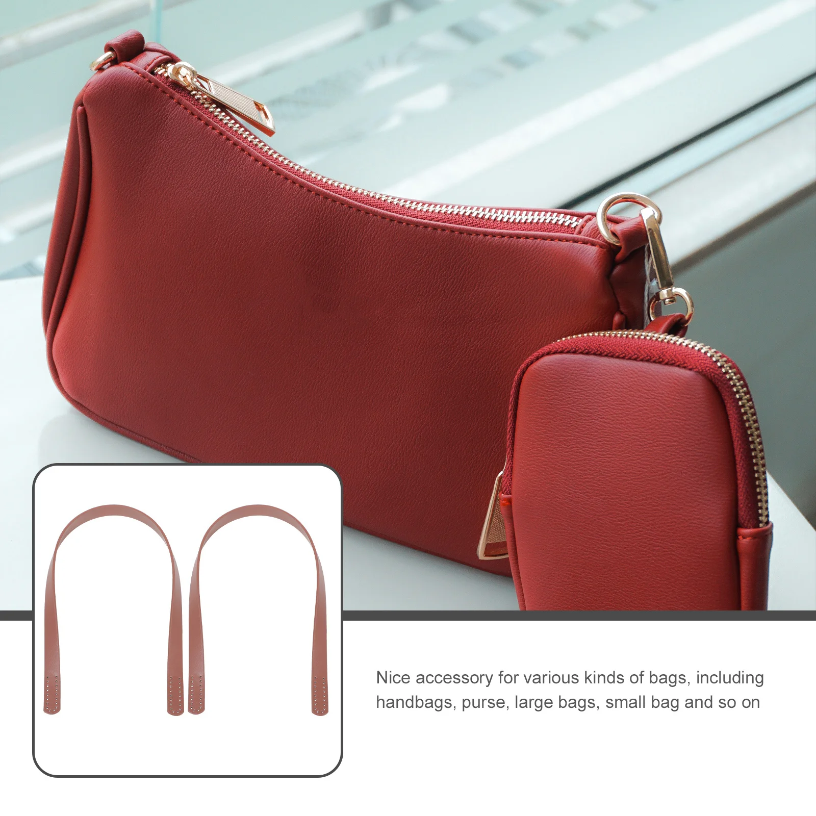 

2Pcs PU Bag Handles DIY Handbag Grip Replacement Tote Handles Purse Charms for Handbags Cross Body Bag Strap