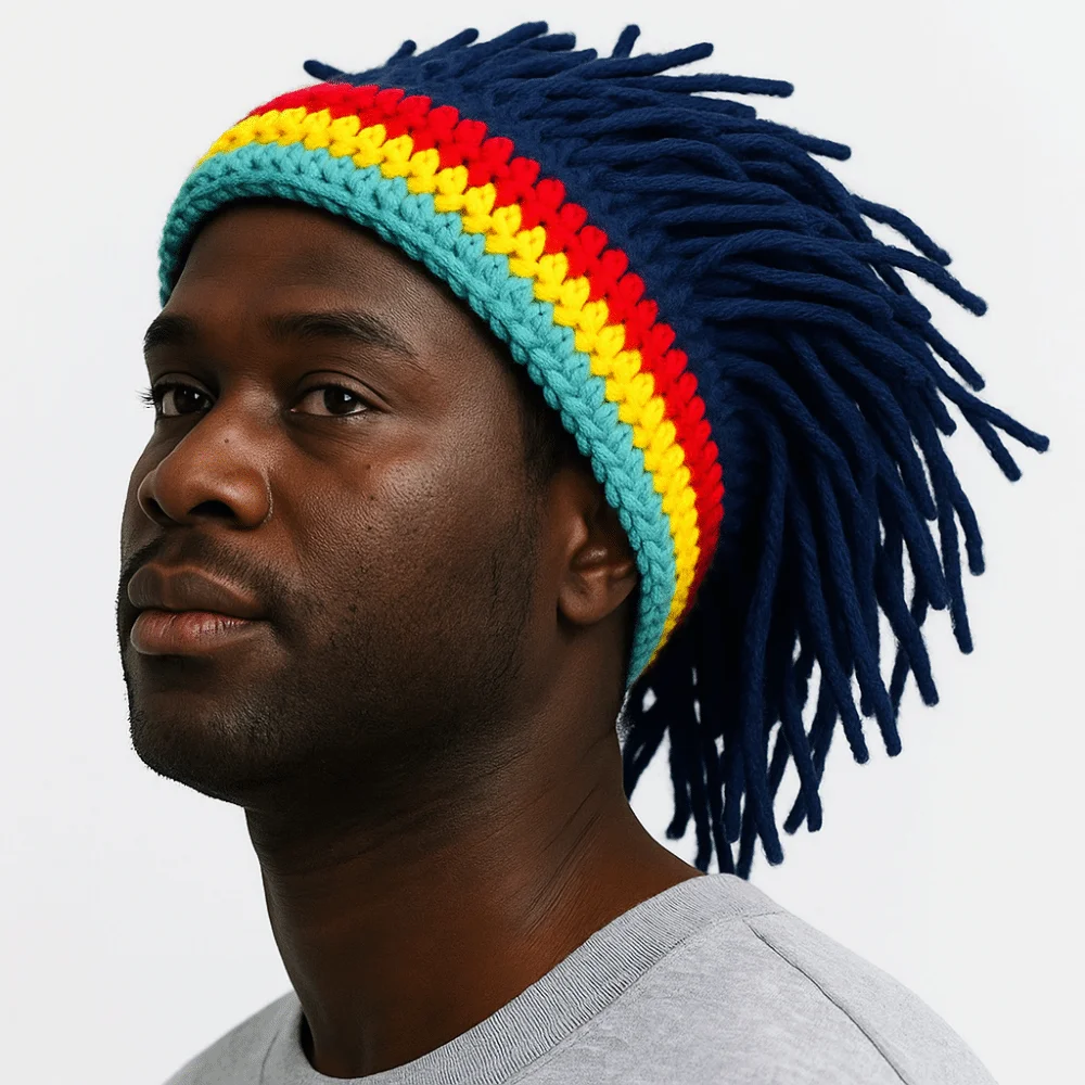 Zabawna, ciepła czapka z dredami w stylu reggae, dziergana, gruba, miękka, z afrykańskimi korzeniami, peruka z włosów syntetycznych, elastyczna czapka z warkoczami, kominiarka