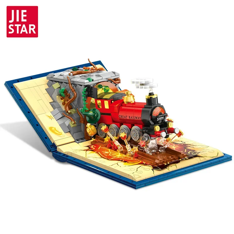 

New building blocks toy assembly DIY pop-up book movie series express train JJ9059