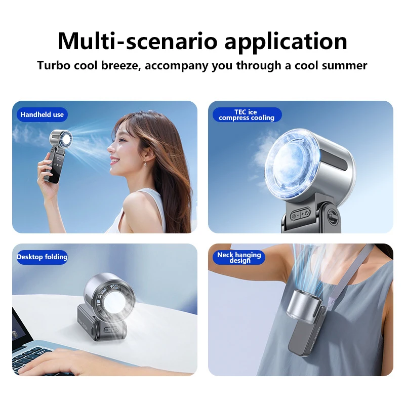 Xiaomi Refrigeration Turbo Fan High-speed Violent Electric Mini Handheld Fan USB Rechargeable Portable Fan LED Digital Display