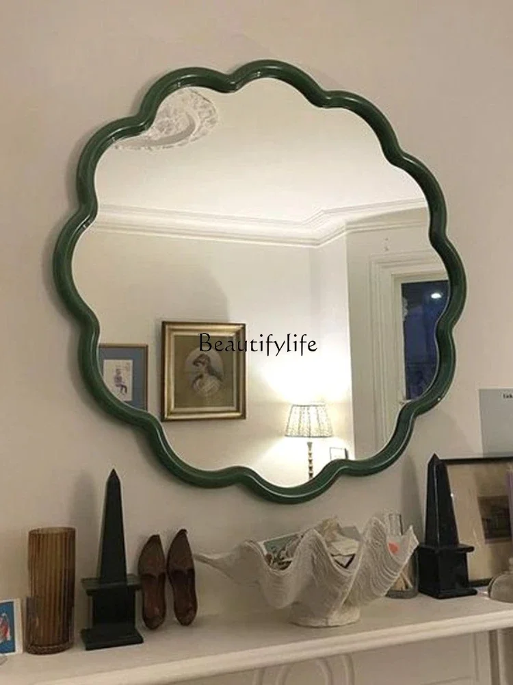 French Bathroom Mirror Household Hallway Creative Wall Hanging Wall American Green Cloud Makeup Mirror