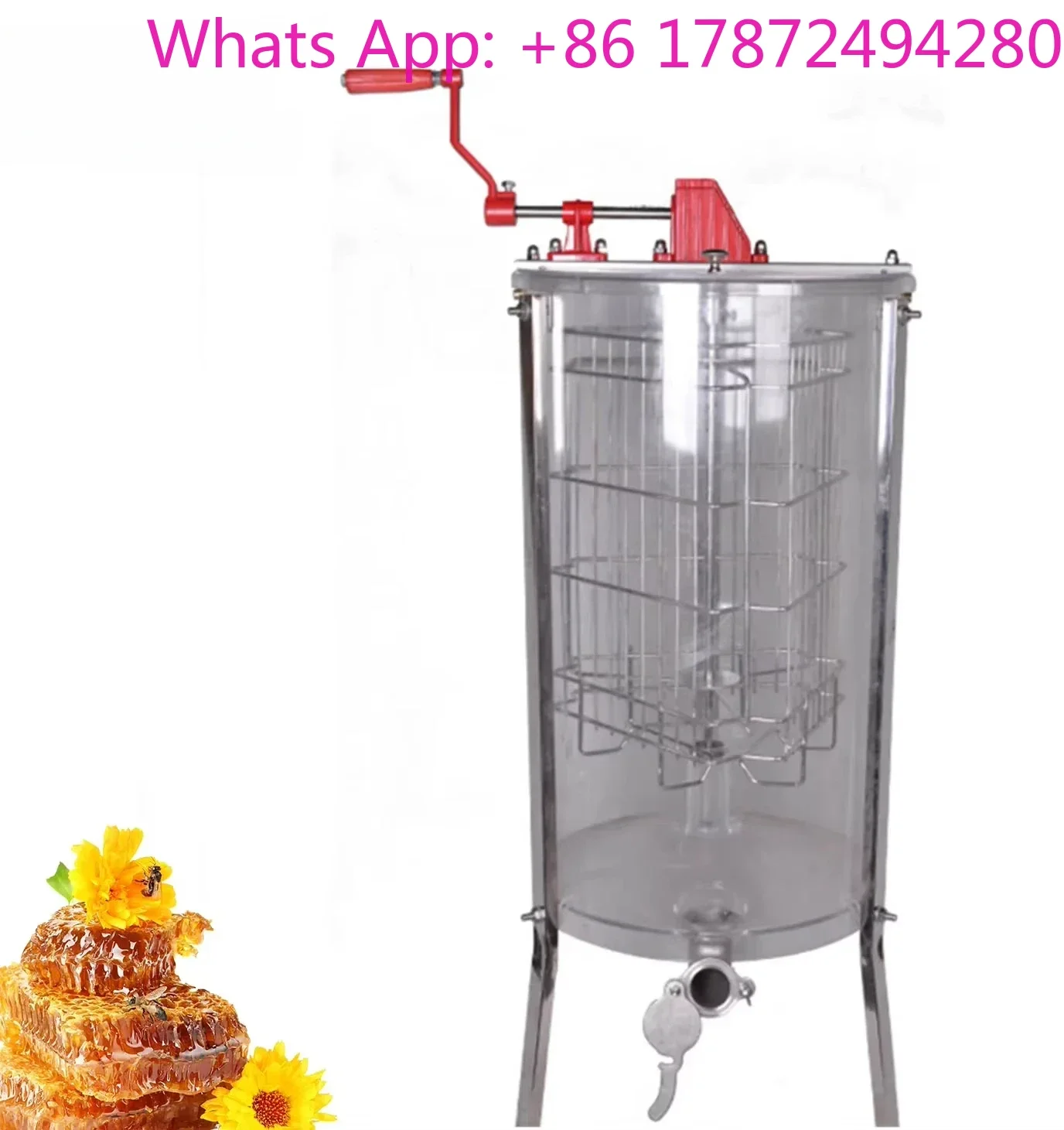 Transparent Acrylic Honey Shake Machine Multi Function Manual Honey Extractor 3 Frame Honey Centrifuge Beekeeping Tool
