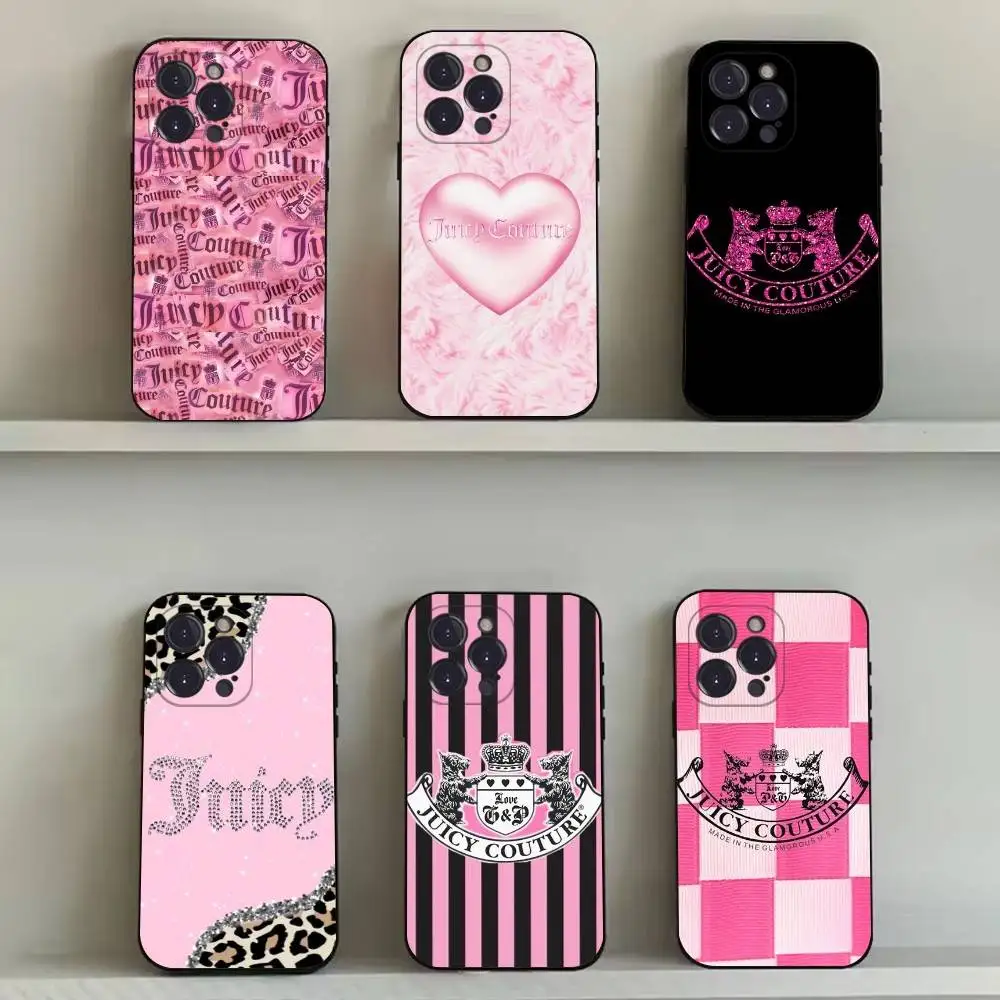 

Pink Art J-JUICY C-Couture Phone Case For iPhone 16,15,14,13,12,11,Pro,Max,Plus,X,XS,SE4,E,Mini,Soft Black Case