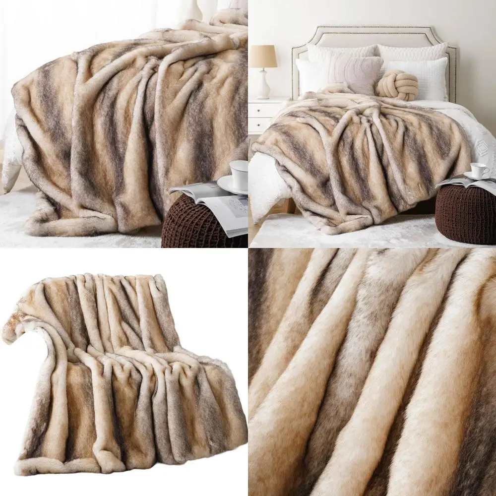 

Cozy Mink-Style Faux Fur Throw, 50x60, Plush Blanket for Couch, Sofa, Bed, Warm Fall Decor