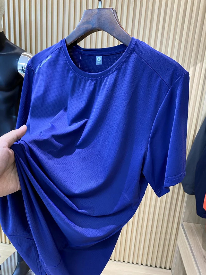 Doux pour la peau Cool glace soie ronde Ne ort Sve T-irt Qui sec respirant été nouveauté extérieur confortable décontracté