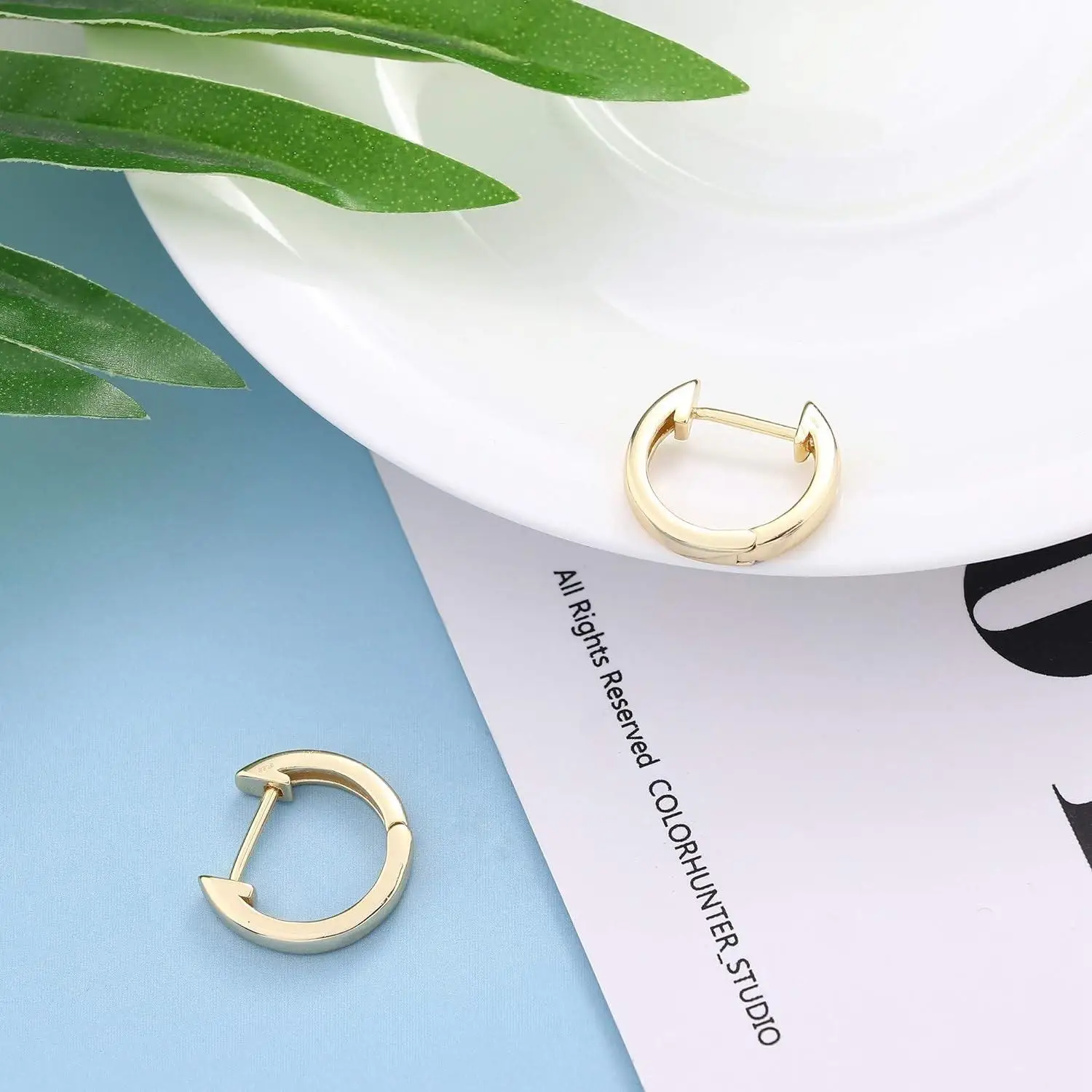 Fansilver 14K Gold Plated Hoop Earrings 100% 925 Sterling Silver for Women Men Cartilage Jewelry Lightweight Stylish Earring