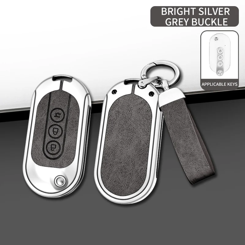 

For Wuling MINIEV 1/2/3/4/5 Macaron GAMEBOY Zinc Alloy Leather Car Remote Smart Remote Key Case Cover Shell Key Chain Accessory