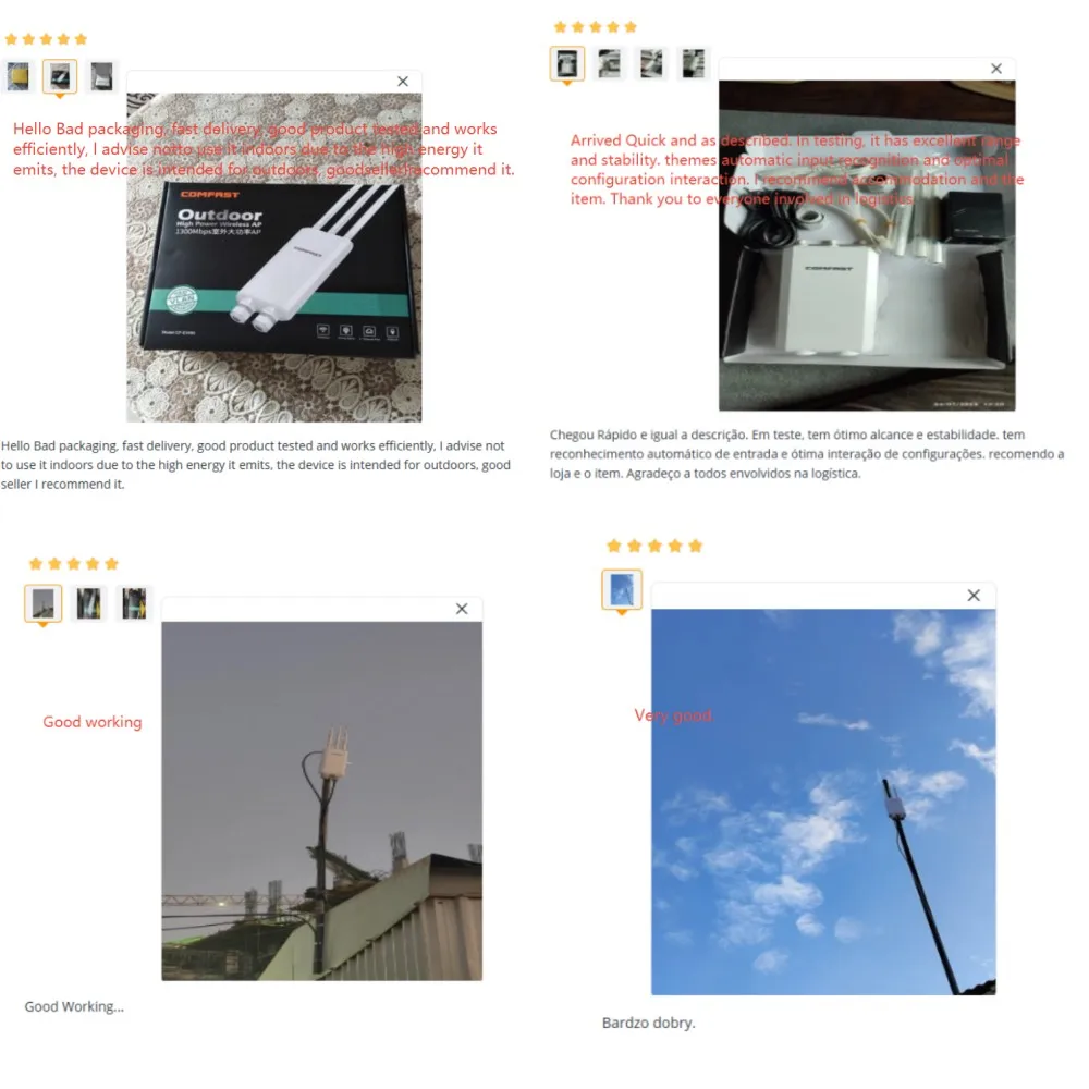 COMFAST AC1200 Hochleistungs-Outdoor-WLAN-AP Dual-Band 2,4G 5G Langstrecken-Repeater IP66 Wasserdicht für Bauernhof Ländliche Gärten Dächer – Detail 5