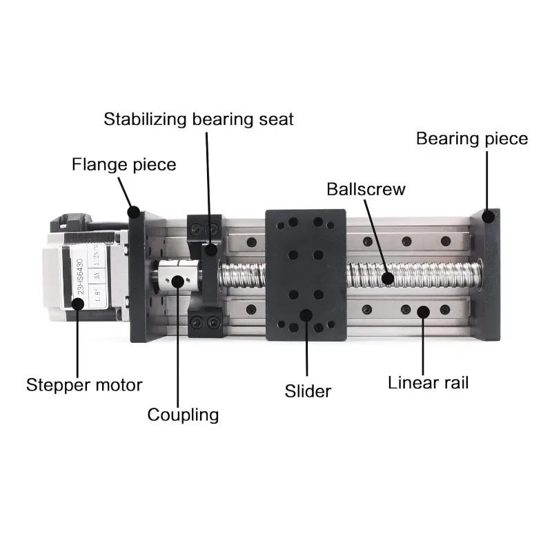 Stroke100mm to 400mm Linear Motion Guide Actuator Double Linear Rail Slide 1605 Ballscrew Motorized with Nema23 Stepper Motor