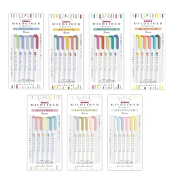 Zebra Mildliner zakreślacz pastelowy pełny zestaw 5/25/35 kolorów Marker dostawca materiałów piśmiennych do rysowania