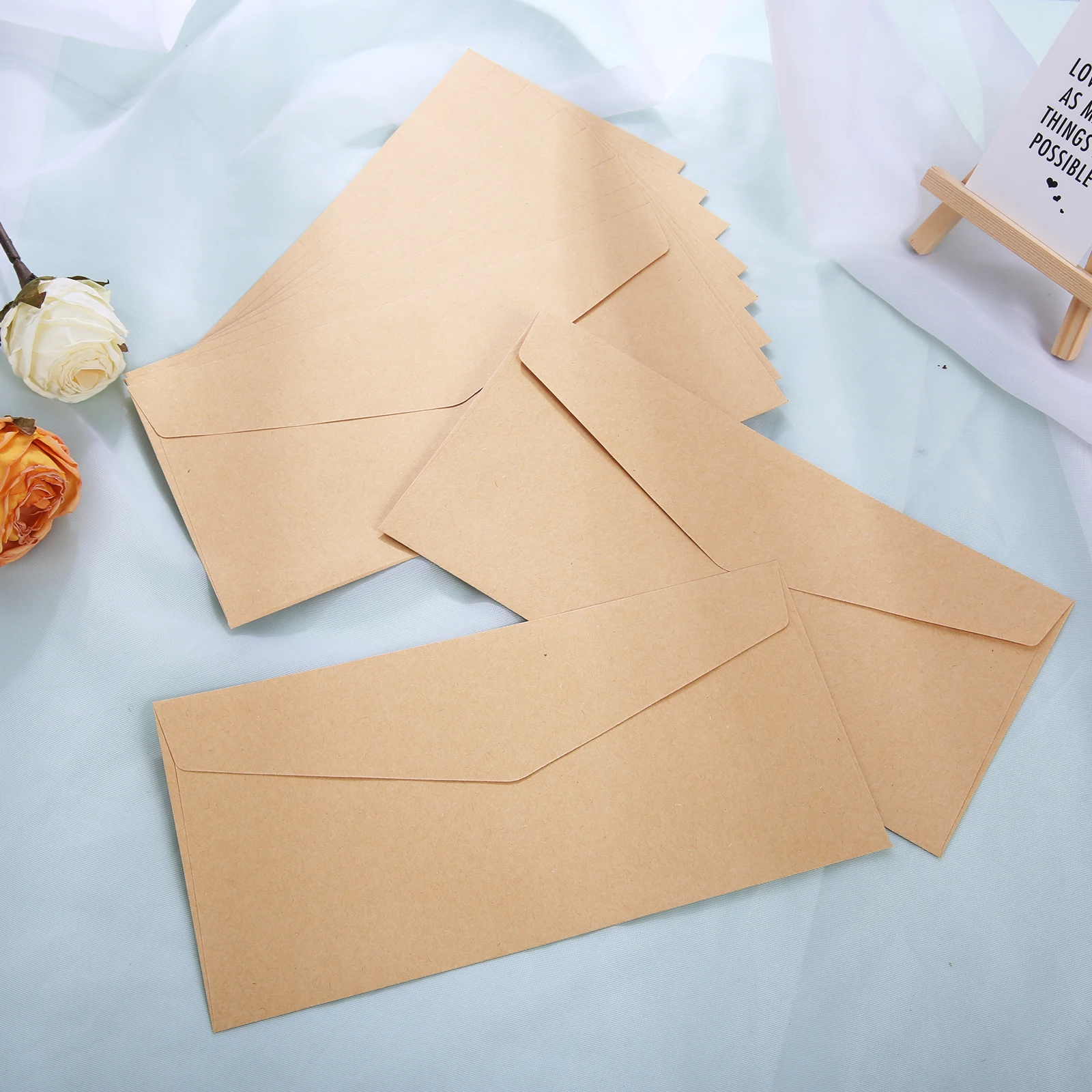 10Pcs Black/Kraft Paper Envelope Kit,Black Pearl Paper Envelope,Retro Simple and Premium Envelope,For Invitation Letter