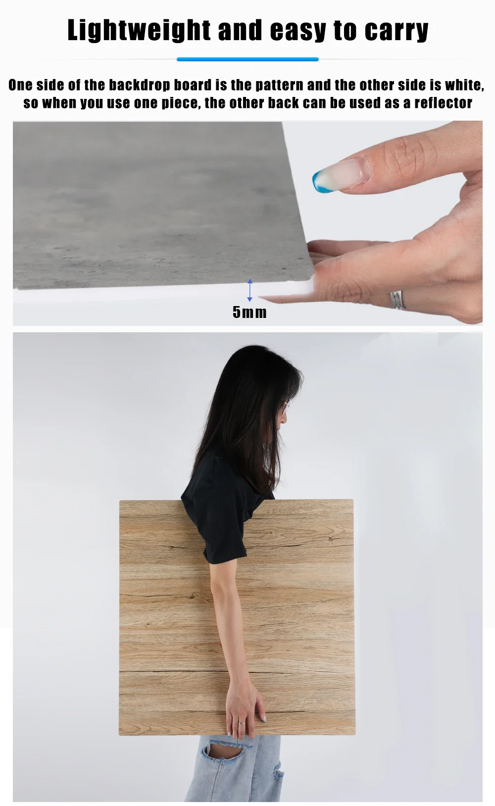 60x60cm Double-Sided Photography Backdrop + Bracket Hard Background Board Wooden Cement 3D Texture Photography Studio Acessorios - Image 3