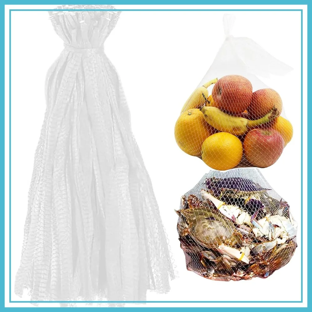 

100Pcs 24'' Reusable Mesh Produce Bags for Fruits Vegetables Seafood and Garden Storage