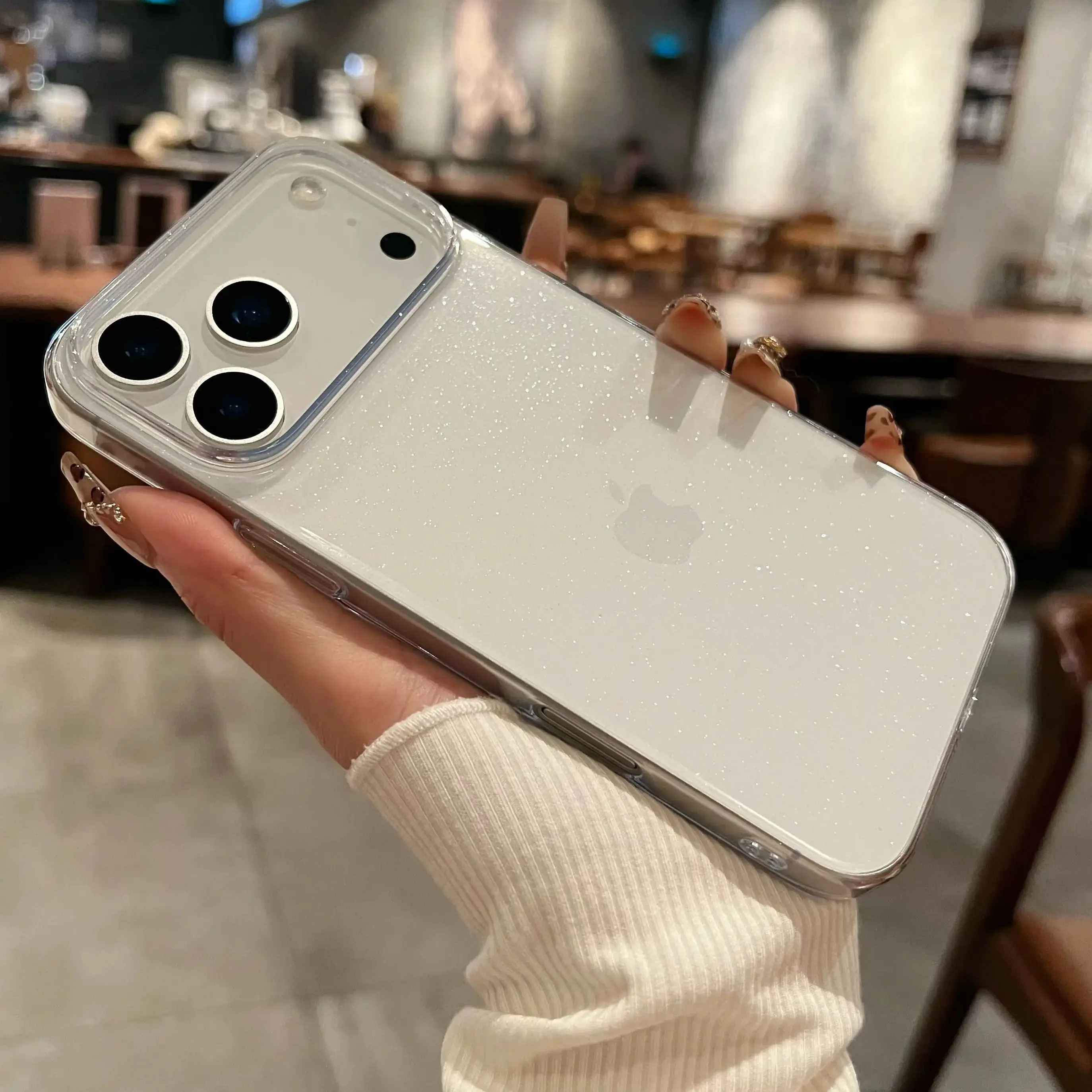 

Роскошный блестящий прозрачный чехол для телефона для iPhone 17, Air 16, 15, 14, 13, 12 Pro Max, блестящий противоударный прозрачный жесткий чехол-бампер из ПК