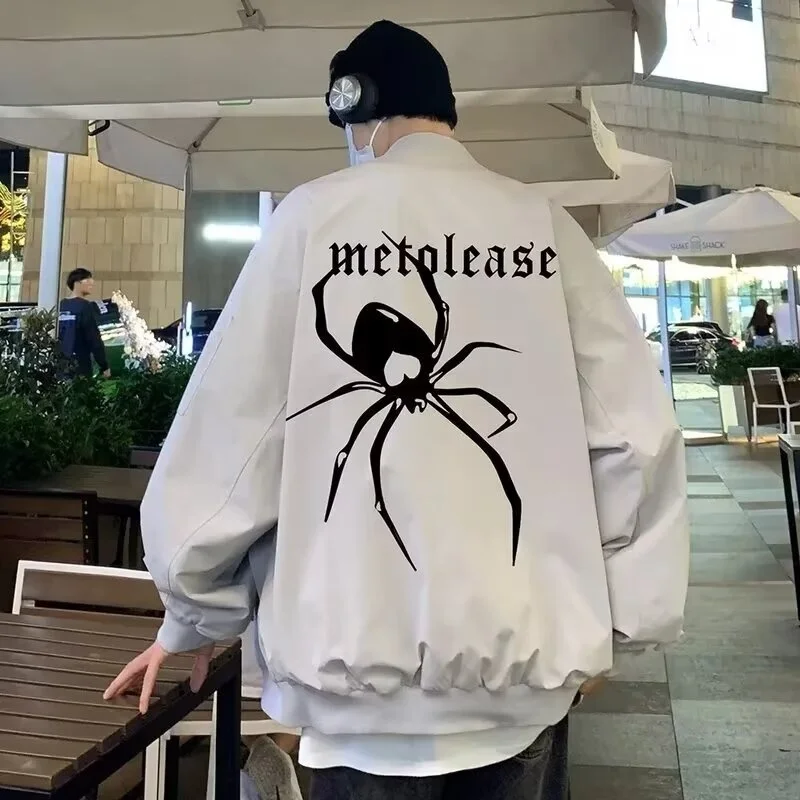 

Loose Faionable Baseball Jaet for Men Autumn Winter Large Size 5kg Japanese Sle Streetwear ket Decorated Jaet