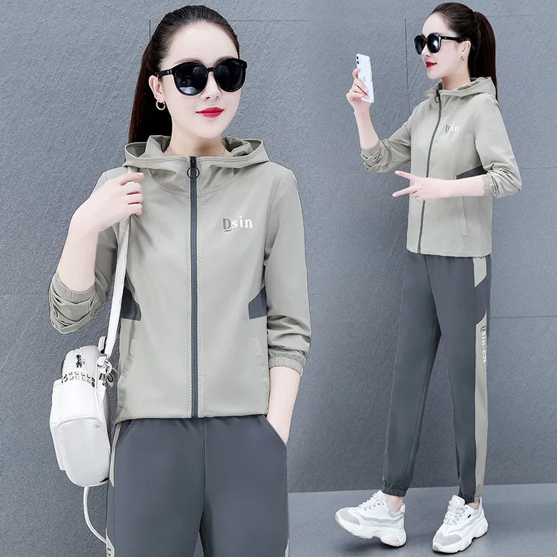 4XL Spring Women Sportswear Tracksuit Korean Style Loose Hoodie Jacket+pant Running Jogger Fitness Gym Workout Casual Set Outfit