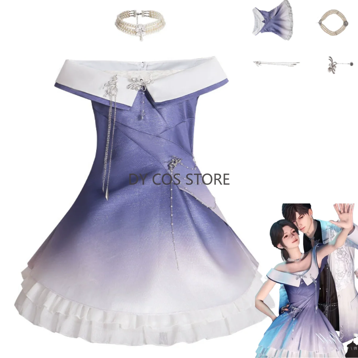 

Game Love and Deepspace Miss Hunter Cosplay Costume Mc Player Galactic Circulation Evening Dress Woman Sexy Masked Ball Suit