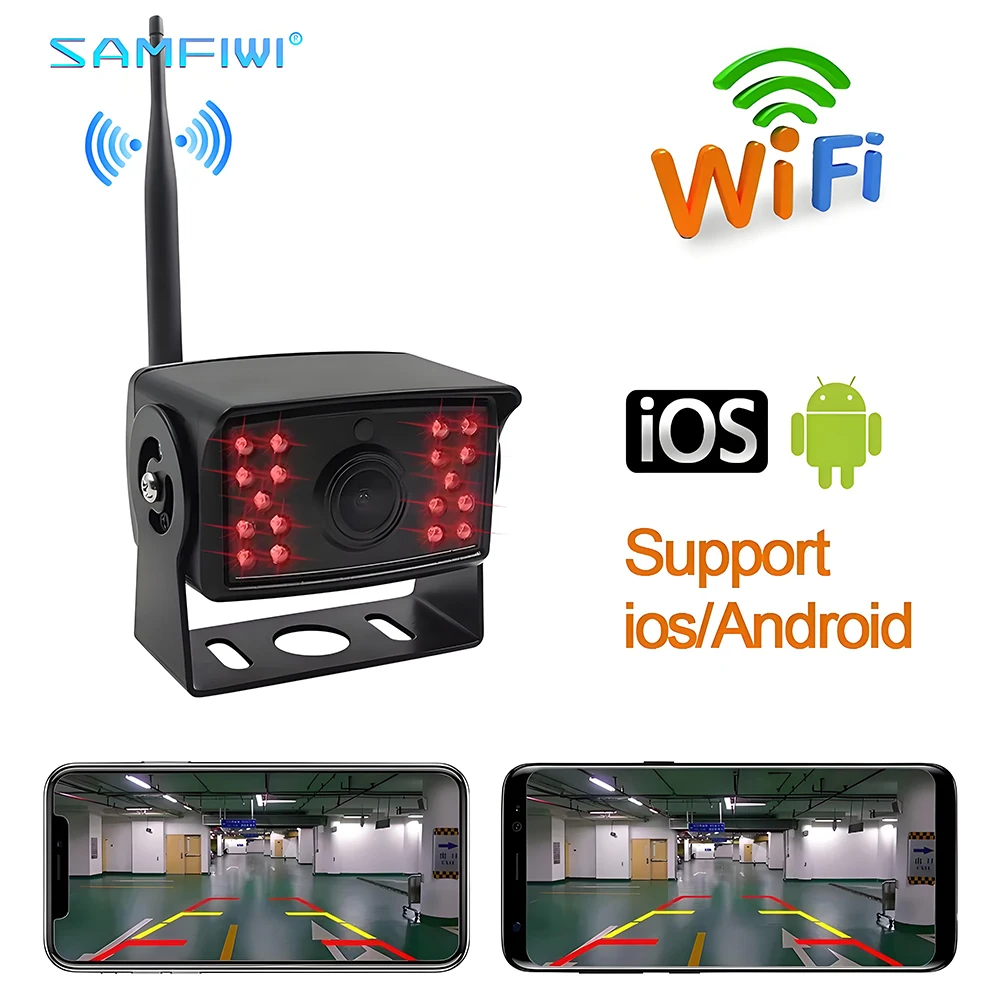 

Беспроводная камера заднего вида 5G WiFi, совместимая с устройствами iOS iPhone и Android, для автобусов, грузовиков, прицепов, школьных автобусов, фургонов и кемперов
