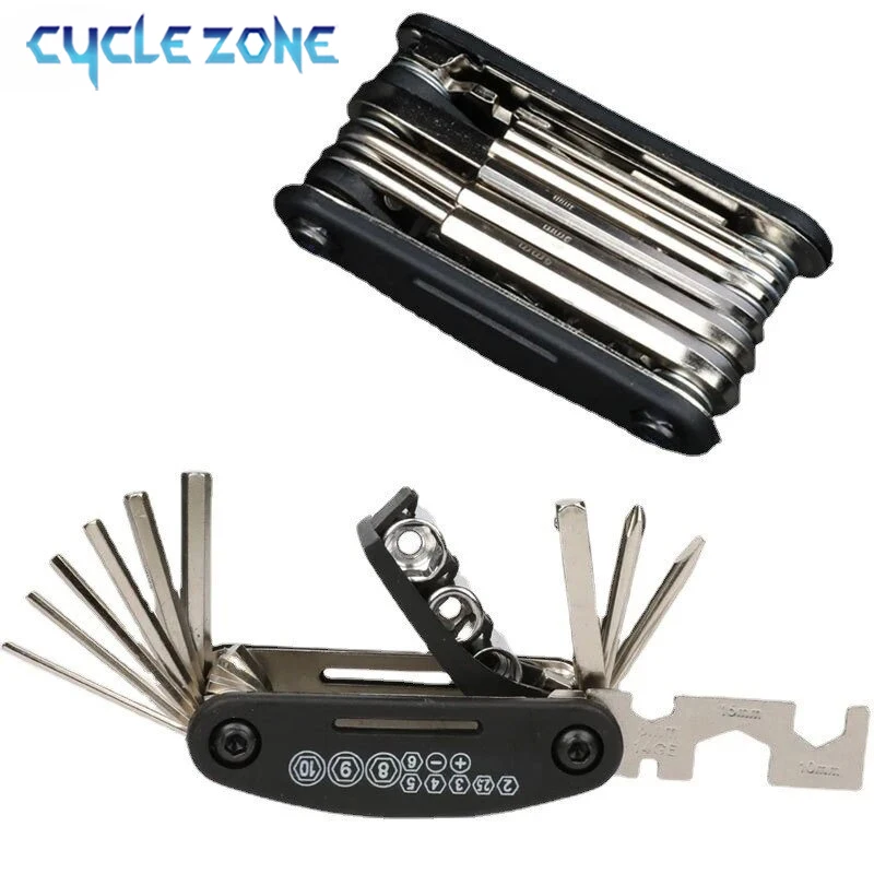 16 in 1 Multipurpose Bike Repair Tool Kits Bicycle Multi Tool Screwdriver Tire Levers Hex Spoke Wrench Folding Repair Tools