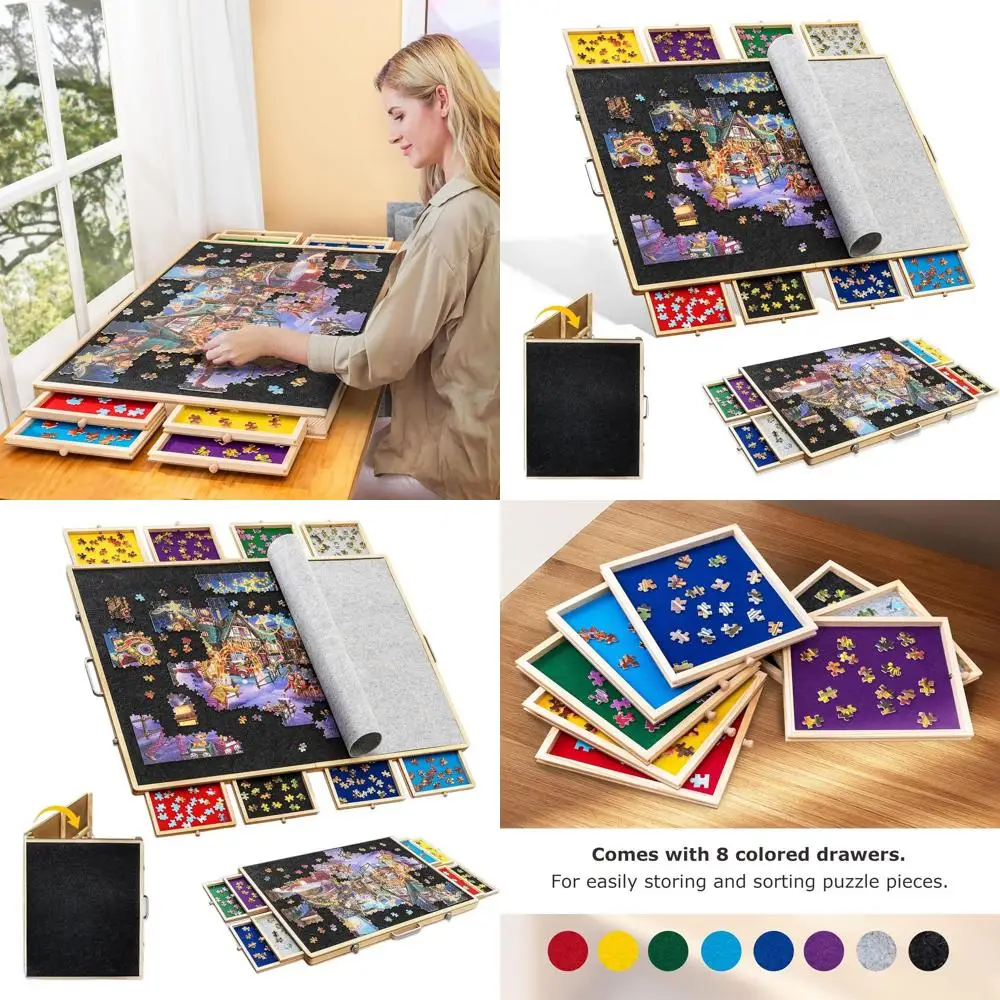 

Foldable 2000-Piece Puzzle Board with 8 Drawers, Jigsaw Table Cover & Storage for Various Puzzle Sizes