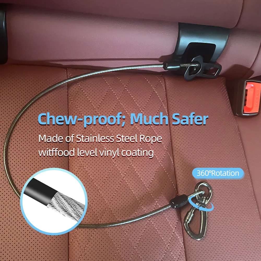 Anti-bite Dog Car Belt Stainless steel dog Vehicle safety belts Travel Seat Belt Clip Leash Restraint Belt Auto Traction Leads
