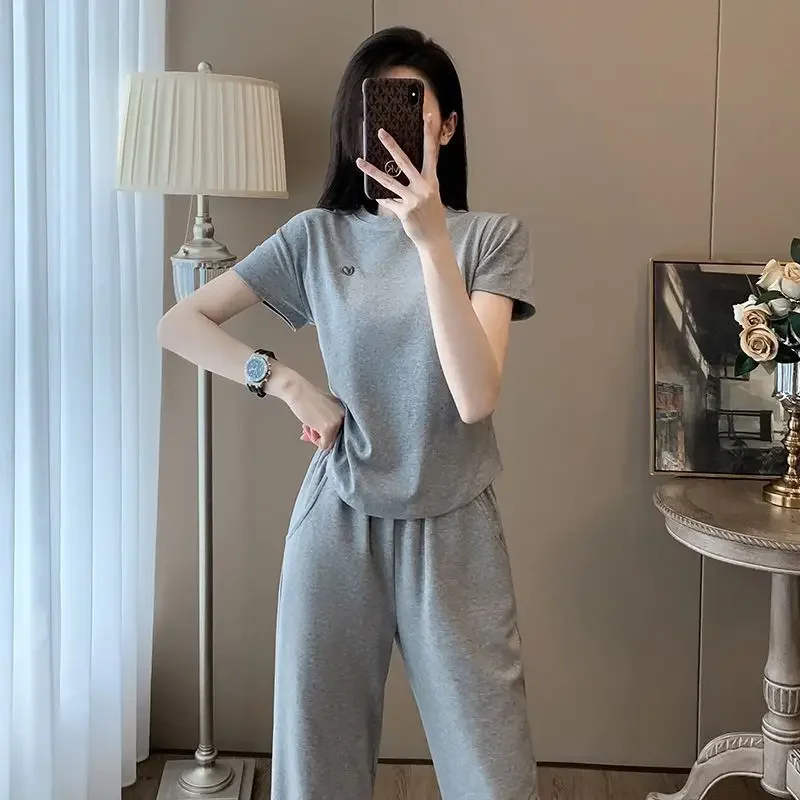 Baggy กางเกงผู้หญิงชุดสองชิ้นราคาถูกใหม่จับคู่เสื้อผ้าสไตล์เกาหลี Chic และ Elegant Tailor โปรโมชั่น Full สุภาพสตรีกางเกง