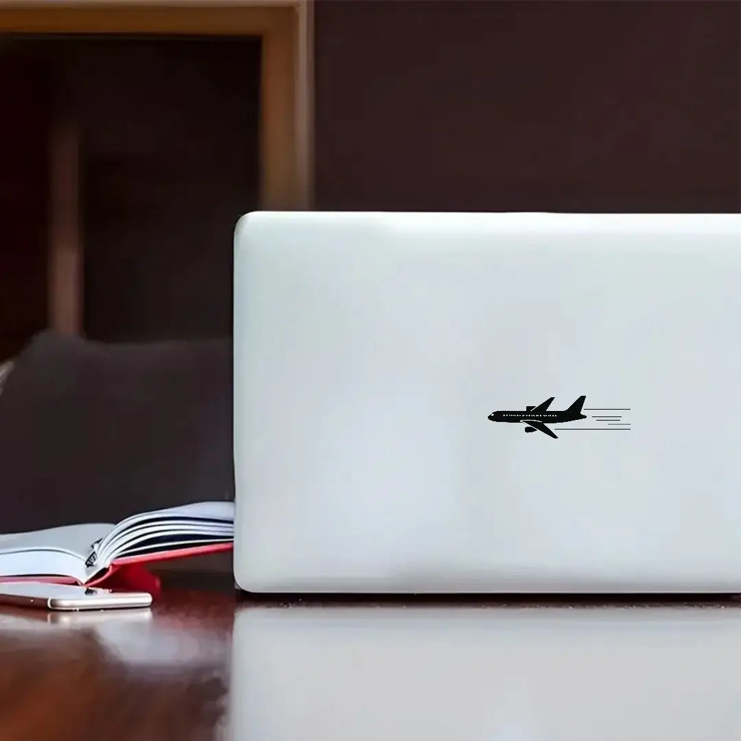 Dynamic Airplane Silhouette 2D Vinyl Sticker, Waterproof Self Adhesive Decal for Car Window Truck Body Laptop Decoration