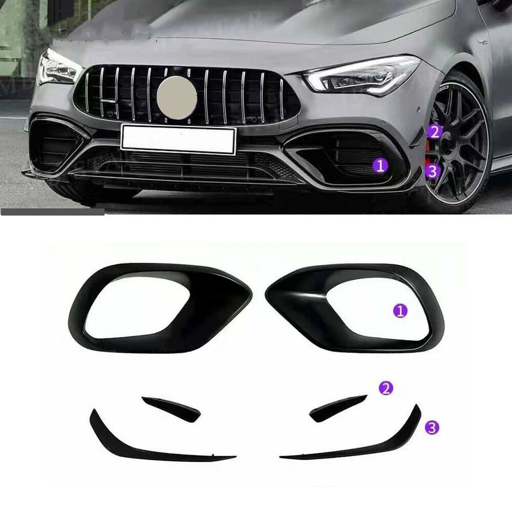 Front Bumper Side Hood Fog Lamp Light Spoiler Air Vent Frame Trim For Mercedes Benz CLA45 AMG W118 C118 2019-2023