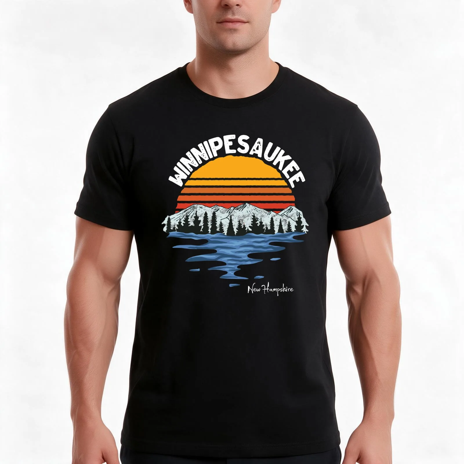 Vintage Lake Winnipesaukee New Hampshire Souvenir T-Shirt, Summer Casual Cotton Tee, Oversized Streetwear Tops, Unisex Men Women