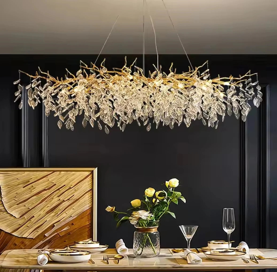 

Luxury Gold Crystal LED Chandeliers Living Dining Room Bedroom Lighting Lustre Ceiling Pendant Lamps Indoor Villa Lights Fixture