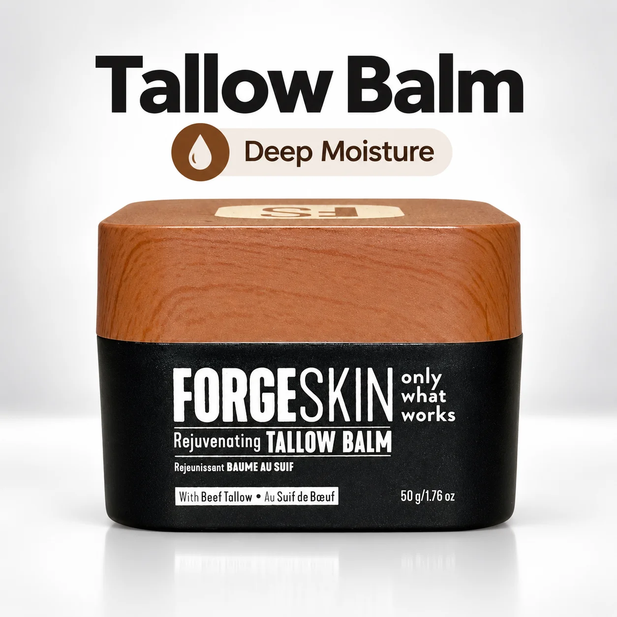 Men's Body Cream 50g Beef Tallow Balm for Deep Moisturizing Care and Smoother Looking Fine Lines on Dry Skin Daily Care Routine