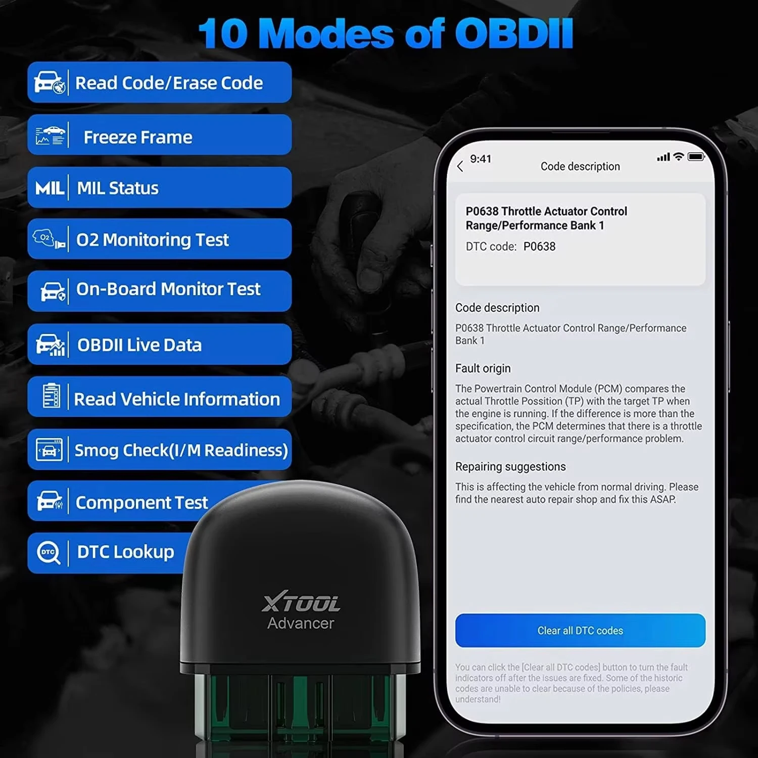 XTOOL AD20PRO OBD2 Scanner Check Engine Light IOS & Android Car Diagnostic Tool Battery Test Code Reader Lifetime Free Update - view 4