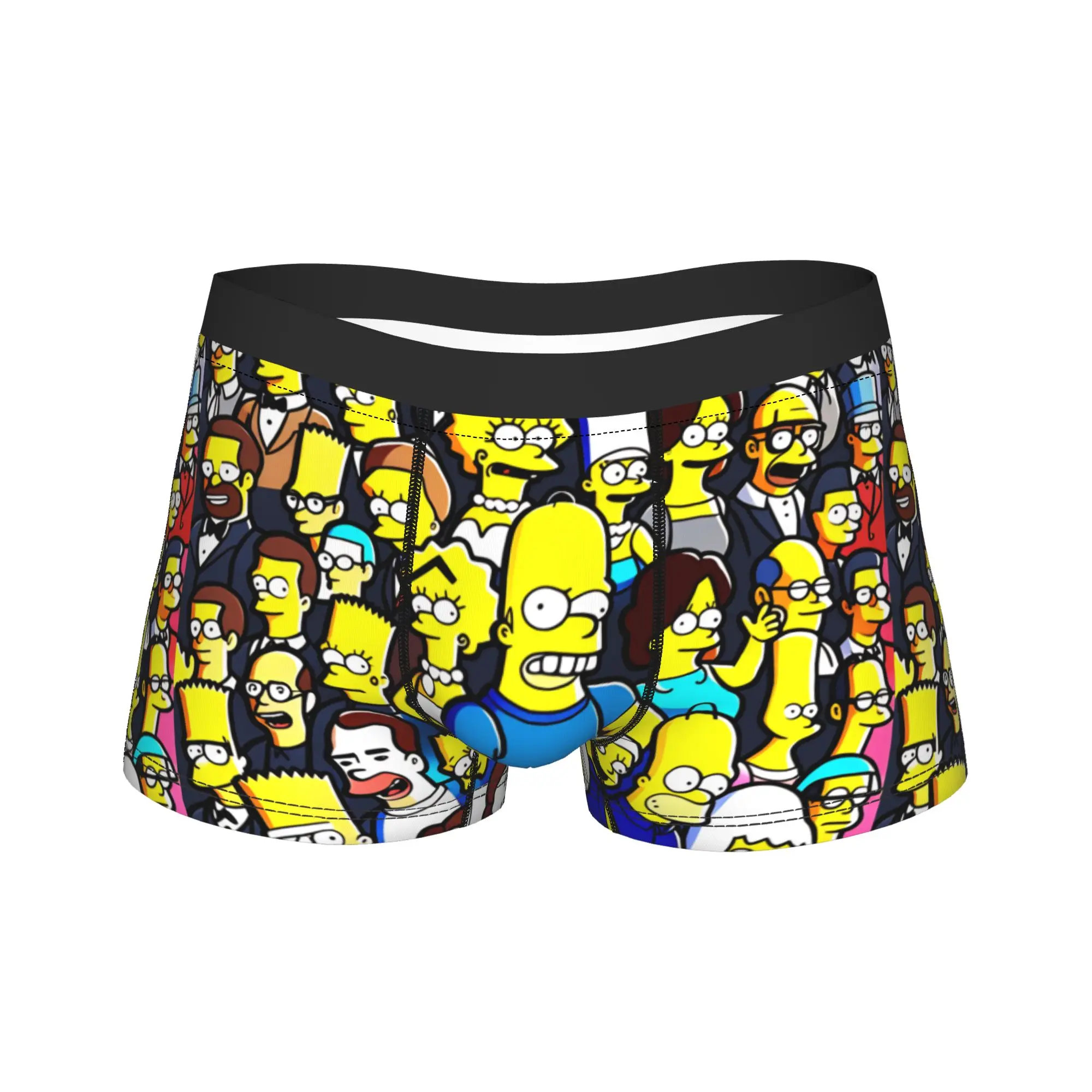 Funny S-Simpsons Characters Group Portrait Boxer Shorts Pouch Underwear Quality Design Boxer Brief Man Underpants Plus Size