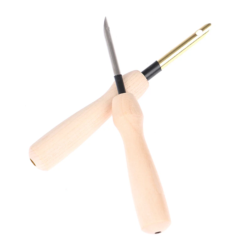 Wooden Handle Knitting Embroidery Pen Weaving Felting Craft Punch Needle Threader DIY Magic Sewing Tool Accessories