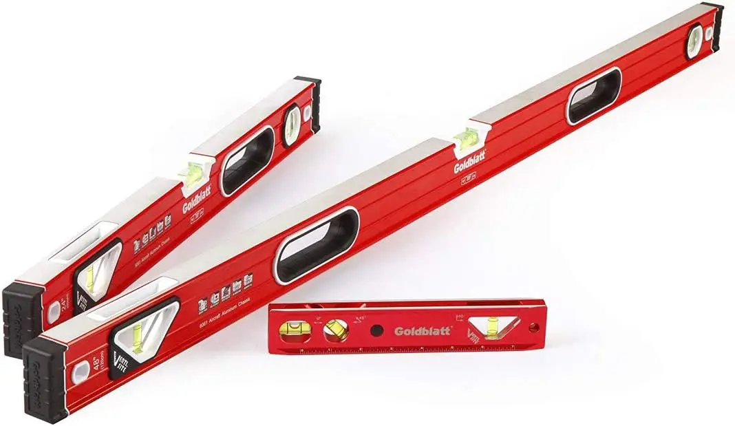 3-Piece Torpedo Level Set with 9", 24", 48" Spirit Levels, Aluminum Alloy Construction for Precision Work