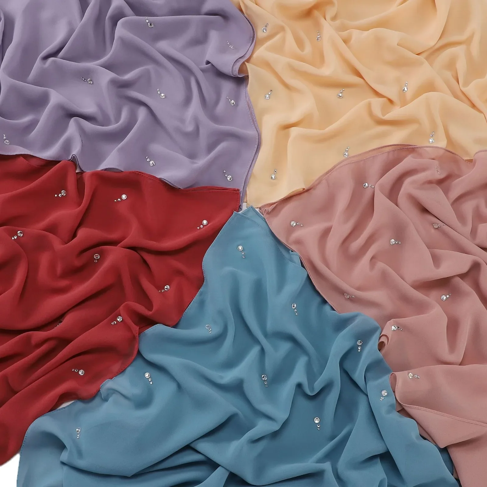 

Women Modest Muslim Islam Bubble Chiffon Scarf Ramadan Hijab Diamonds Stole Shawl Wrap Turban Bandana Headscarf Kerchief 90*90cm
