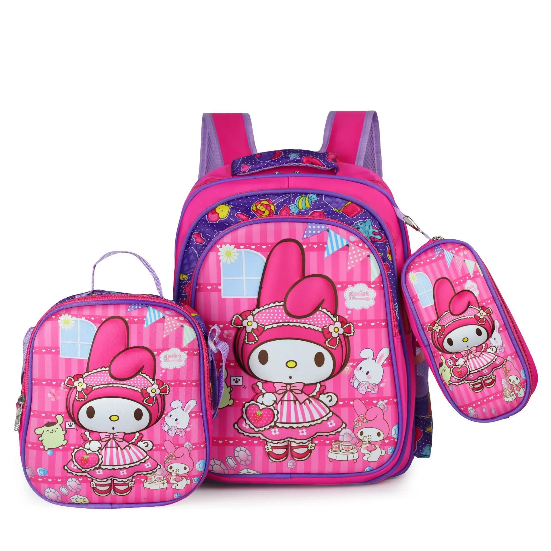 

Рюкзак hello kitty с ланч-боксом, сумка-карандаш Sanrio kuromi, новая школьная сумка для мальчиков и девочек, детская сумка через плечо принцессы