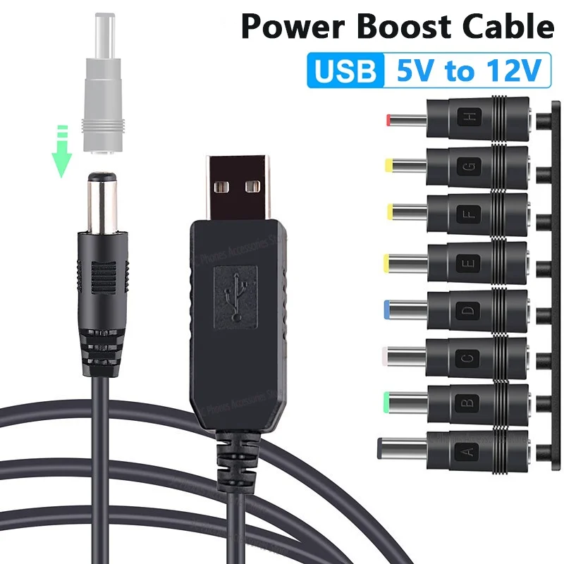 Kabel zasilający USB 5,5 * 2,1 mm DC 5V do 9V 12V Boost Kabel WiFi do Powerbank Konwerter Przewód podwyższający do routera Wi-Fi Modem Wentylator