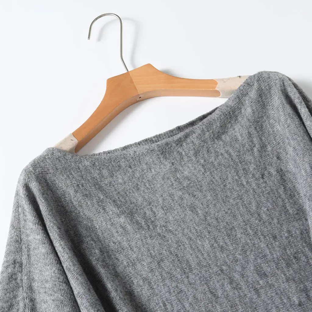 

ZFC-9749 Women's Asymmetric Design Shoulder Sweater European American Style Autumn New Lazy Wind Open Cardigan for Ladies