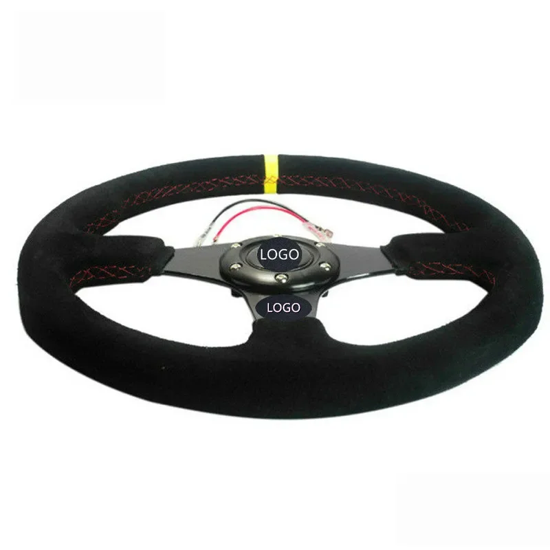 

14inch 350mm Suede Material Racing Car Modified Black Box Packaging New Universal Steering Wheel