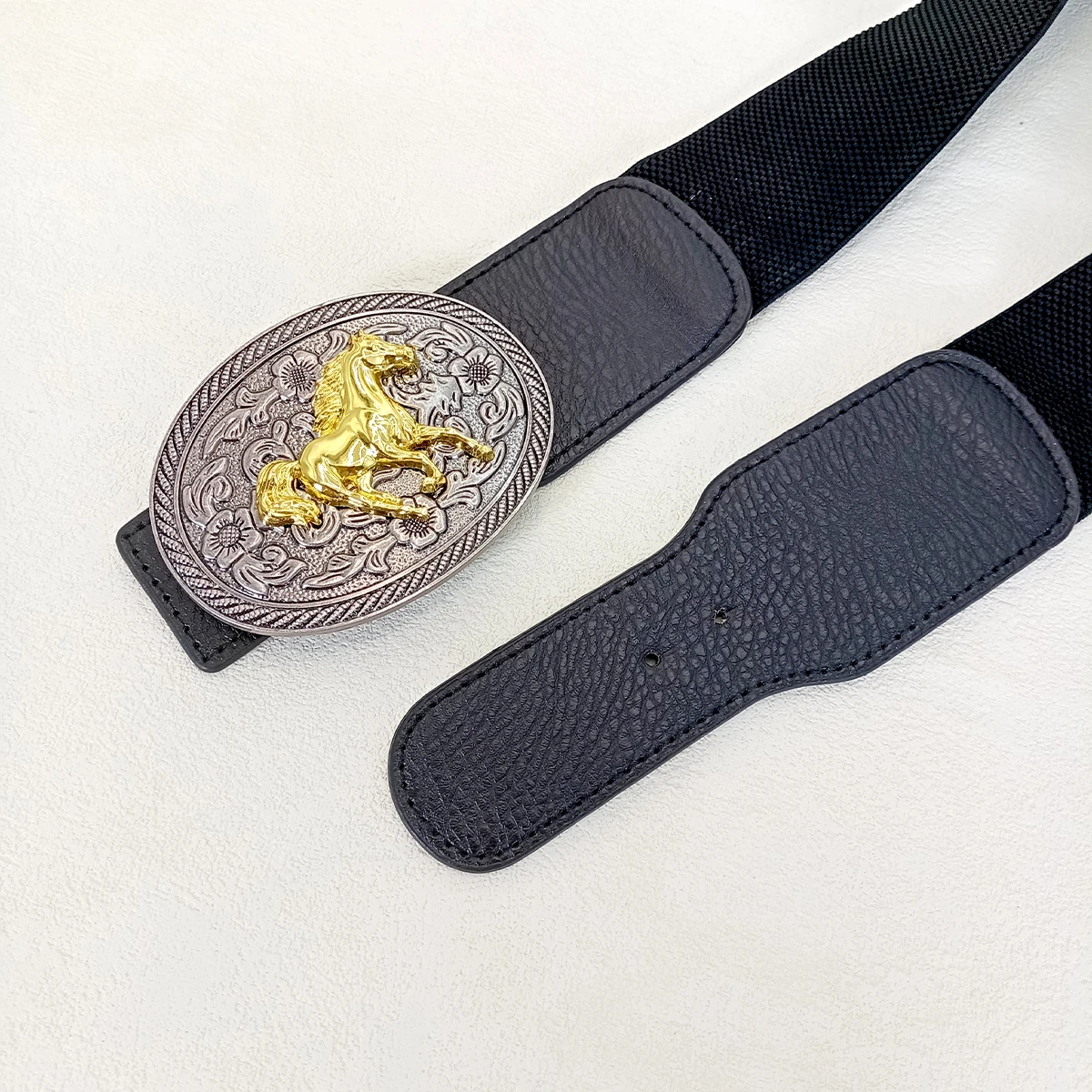 أزياء المرأة السيدات الذهب الثور مشبك واسعة تمتد مطاطا مشد الخصر حزام الشتاء فستان الديكور هدية للنساء