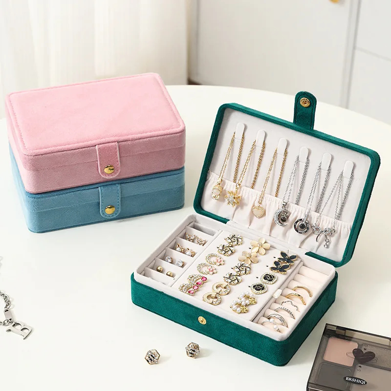 Velvet Jewelry Box Portable Necklace Bracelet Earrings Rings Display Storage Boxes Jewellery Organizers for Travel or Home Use